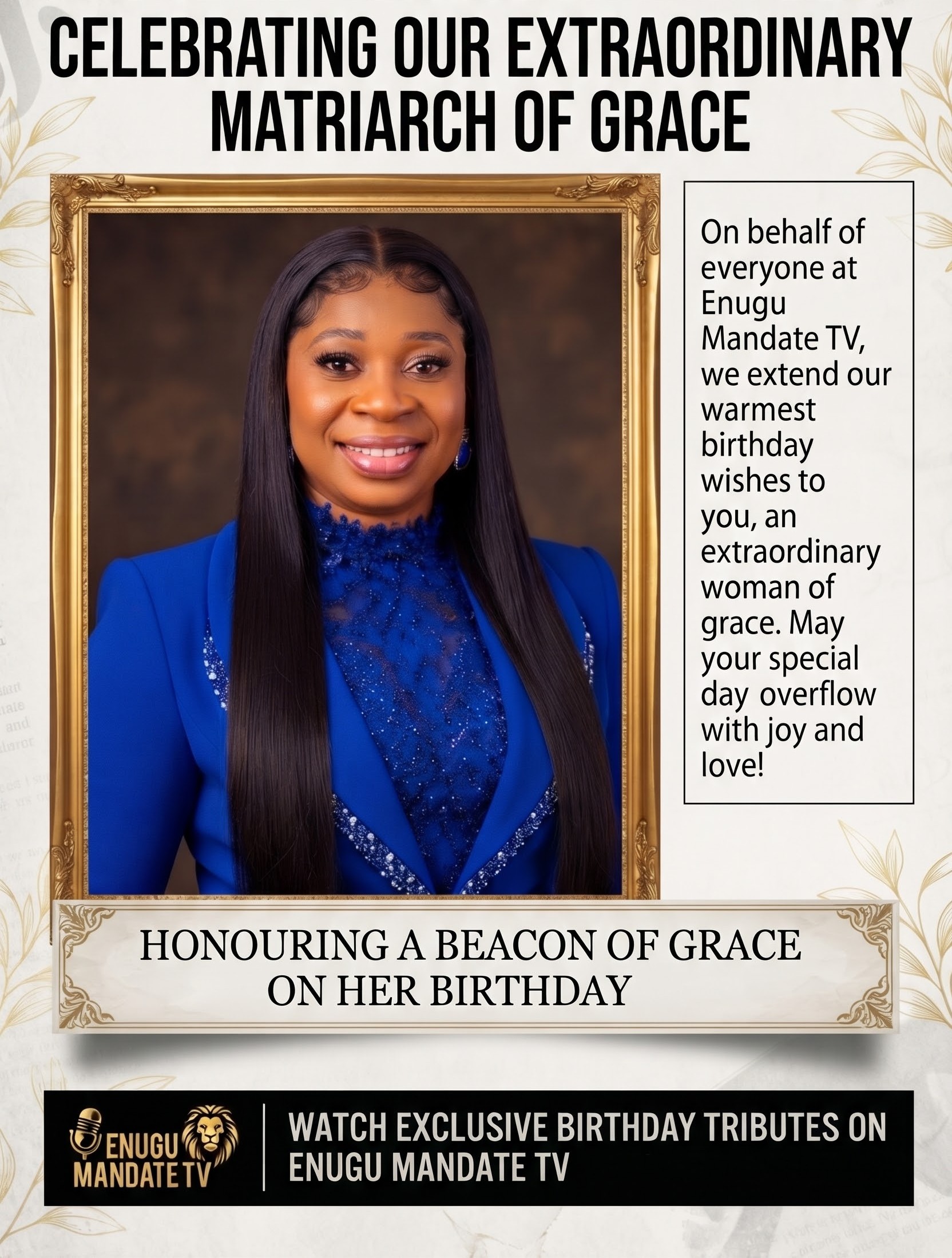 Celebrating an Extraordinary Matriarch of Grace: Enugu Mandate TV Felicitates Hon. Ijeoma Aniude on Her Birthday