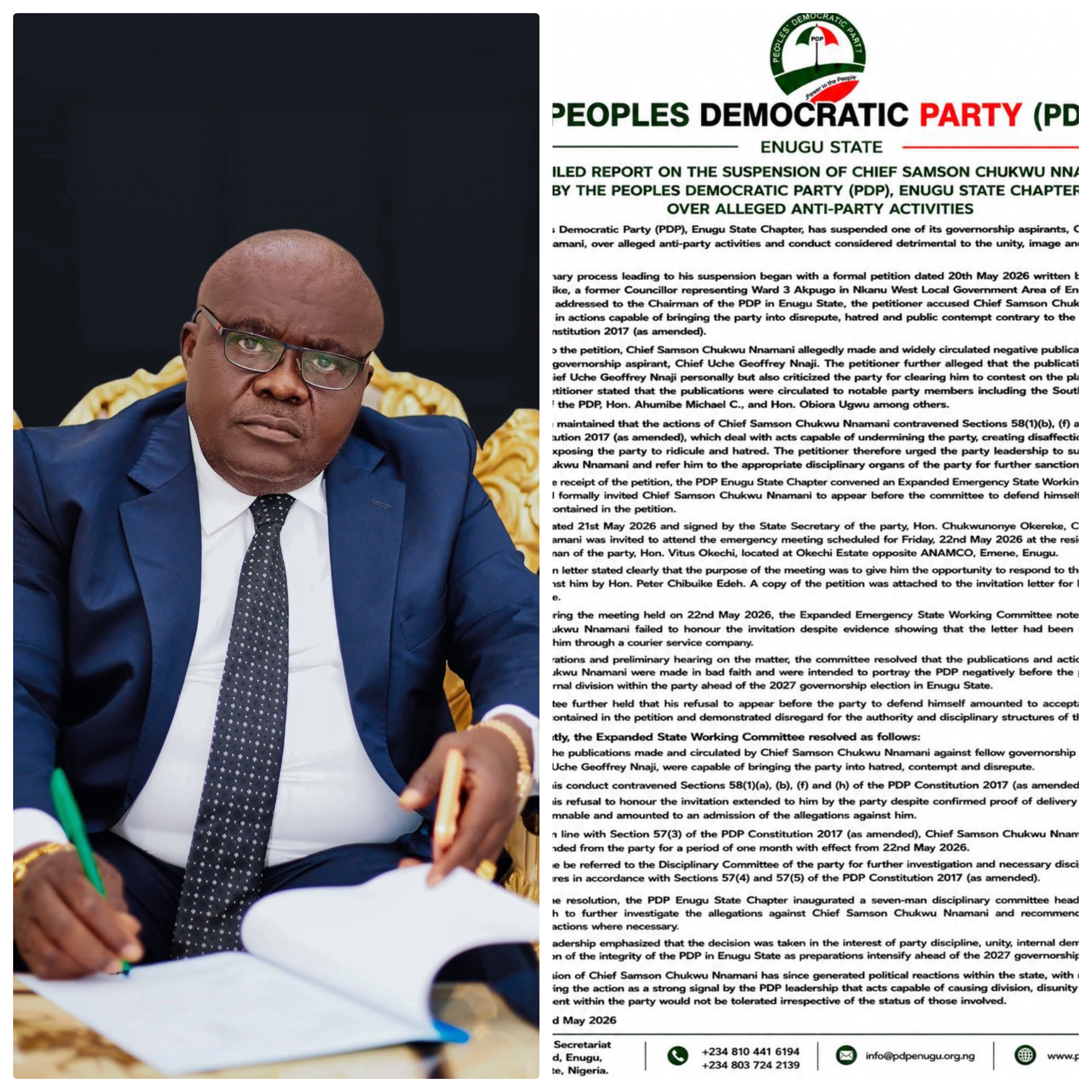 Enugu PDP Reaffirms Discipline, Unity, and Party Supremacy Ahead of 2027
