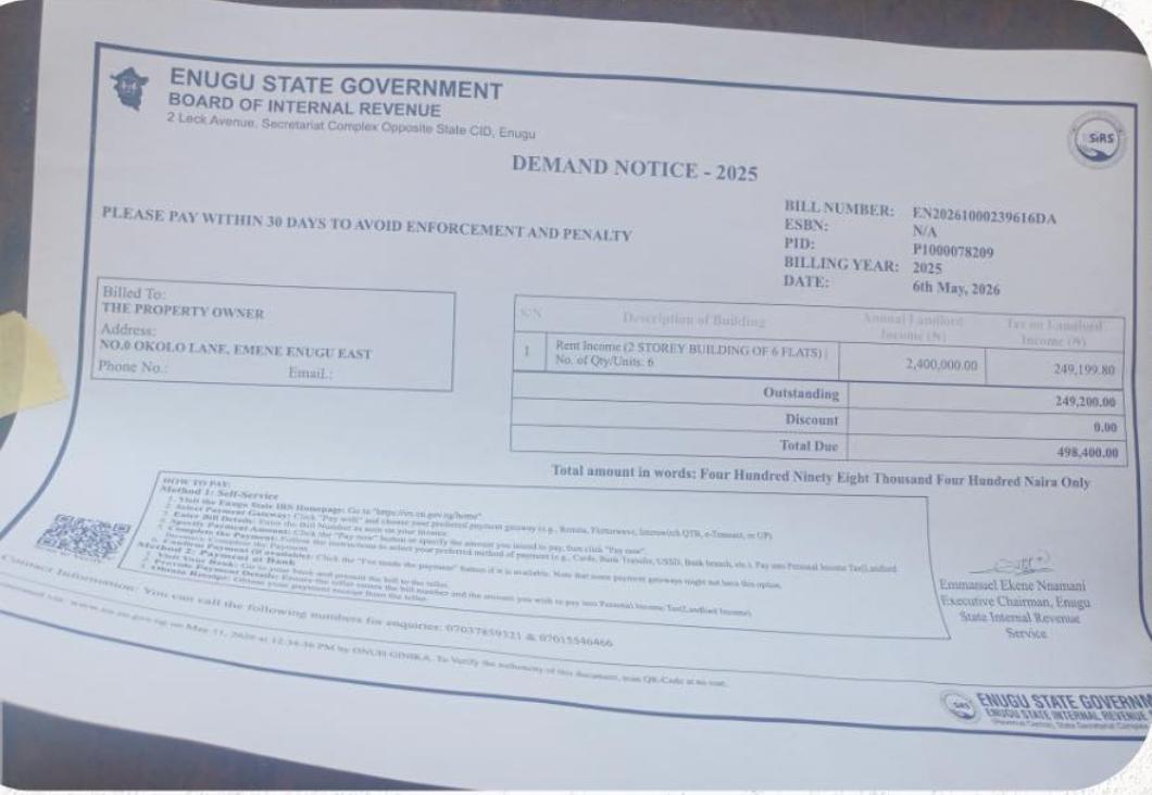 Enugu Residents Protest Alleged Excessive Rent Tax Assessments Amid Revenue Drive Concerns